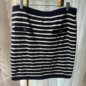 Michael Kors White and Blue Mini Pencil Skirt